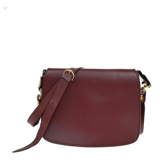 MUST DE CARTIER 2C Logo Crossbody Shoulder Bag Leather Red GHW 62KA789 - Picture 1 of 15